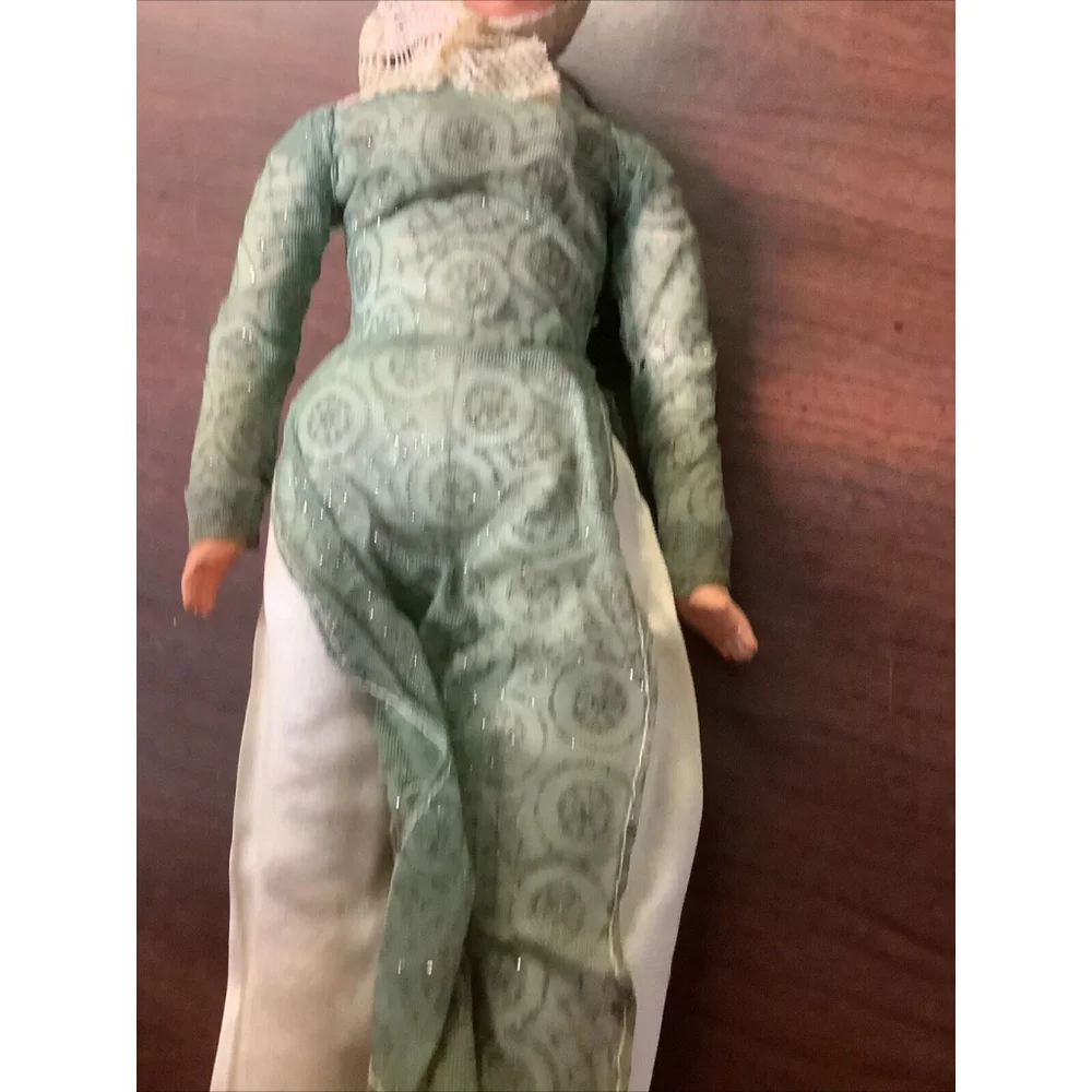 Vintage Celluloid Doll Black Haired Woman Ethic Clothes Handpainted